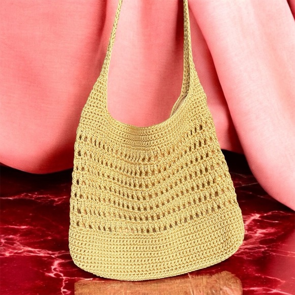 The Sak Sequoia Crochet Strap Hobo, Single Should Strap, Bamboo Cream W/ Tassle - Picture 2 of 9